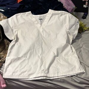 White scrub top